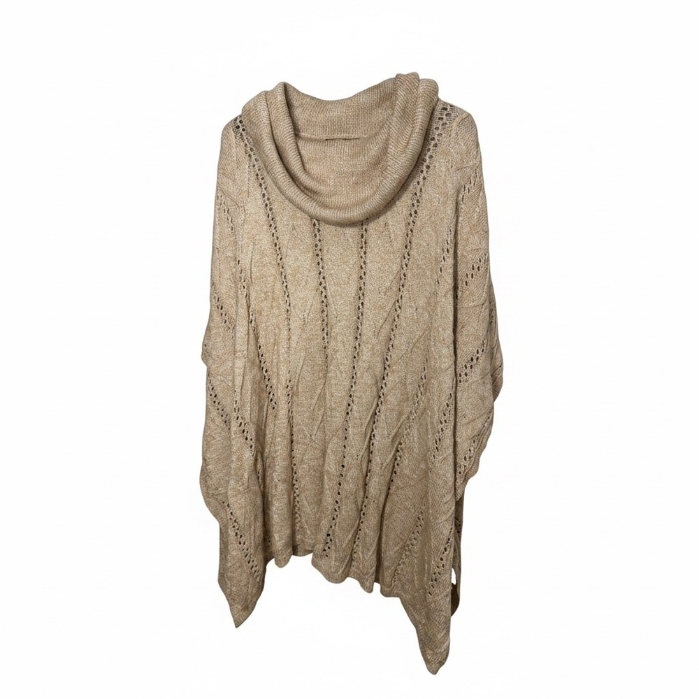 Lane Bryant Womens Tan‎ Marled Cowl Neck Poncho Sweater Plus Size 14/20